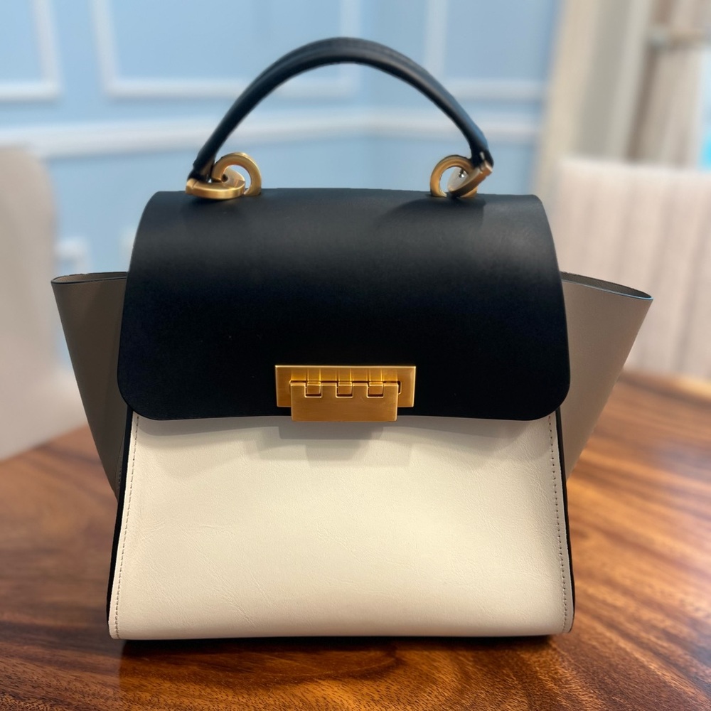 Zac Posen Eartha ColorBlock Black & Cream Convertible Satchel EUC SOLD OUT Every - Picture 3 of 17